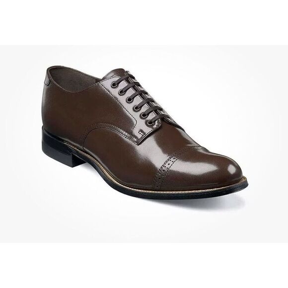 Stacy Adams Madison Brown Leather Cap Toe Oxfords Size 9 1/2 EE - Picture 1 of 10
